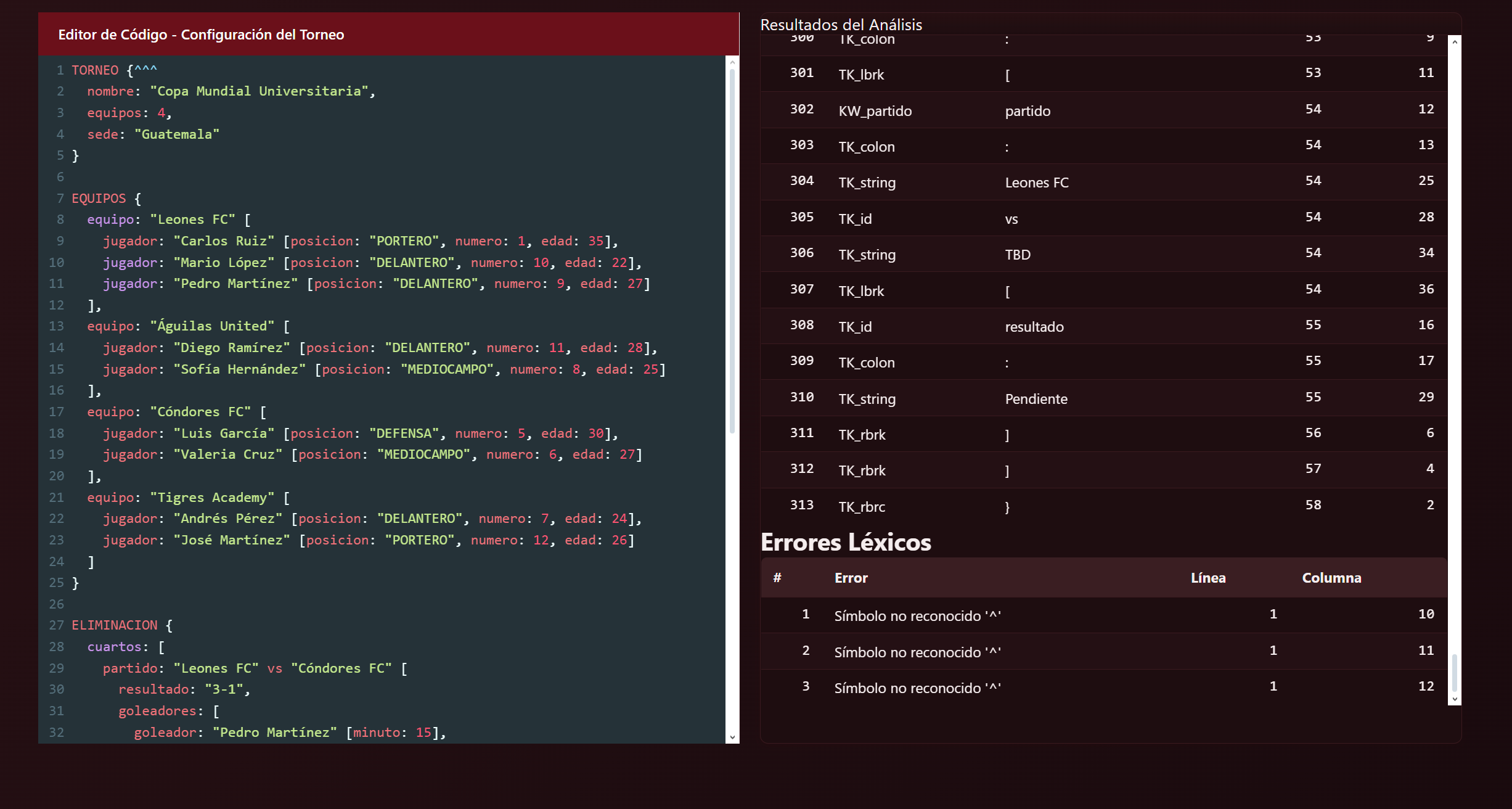 Ejemplo de mensaje de error