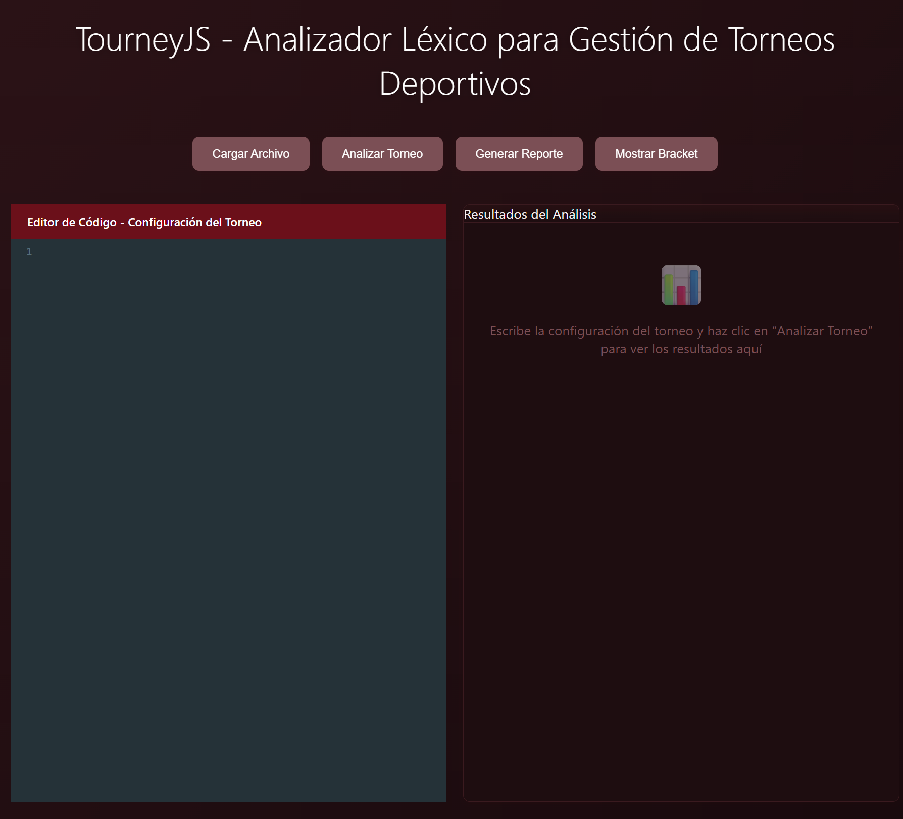 Pantalla principal de TourneyJS